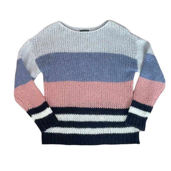 Lucky Brand Bold Stripe Pullover Wool Blend Fuzzy Knit Sweater Size Small - Picture 12 of 14